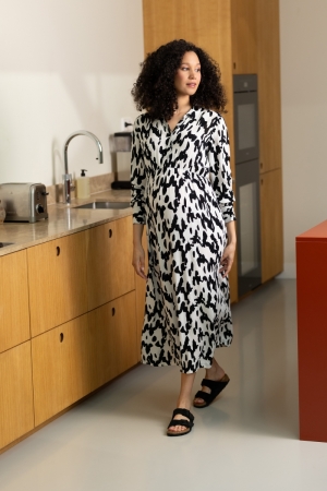 KIKI NURSING DRESS LS N331 WAVY BLACK