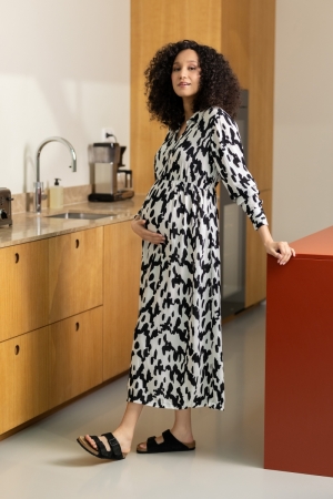 KIKI NURSING DRESS LS N331 WAVY BLACK