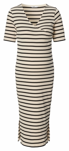 SOIREE NURSING RIB DRESS SS N340 CREAM STRI