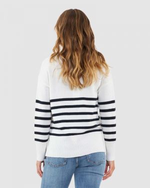 HANNA NURSING KNIT WHITE/NAVY