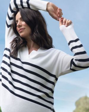 HANNA NURSING KNIT WHITE/NAVY