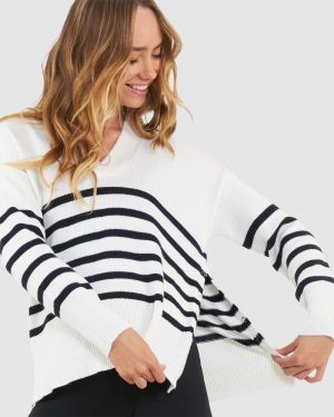 HANNA NURSING KNIT WHITE/NAVY