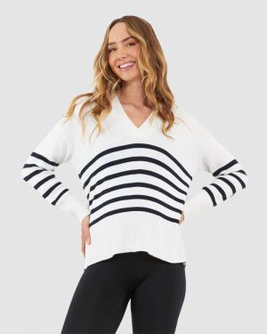 HANNA NURSING KNIT WHITE/NAVY