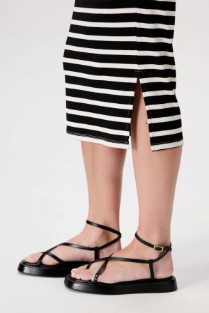 VIJA RIB SKIRT OTB STRIPE P090 BLACK