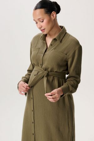 VEJEN NURSING DRESS LS 9526 P981 DARK