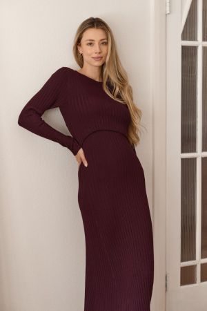 EDEN KNIT NURSING DRESS MAROON