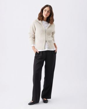 LAYLA ZIP THROUGH KNIT OAT MARLE