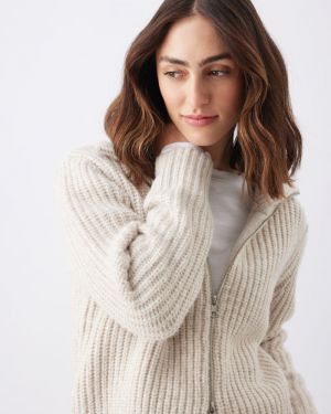 LAYLA ZIP THROUGH KNIT OAT MARLE