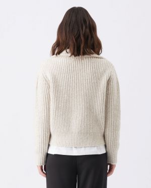 LAYLA ZIP THROUGH KNIT OAT MARLE