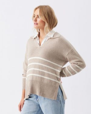 LORI NURSING KNIT LATTE/CHALK
