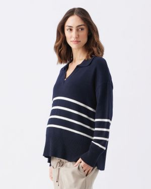 LORI NURSING KNIT NAVY/WHITE