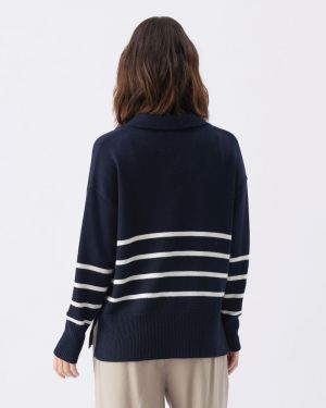 LORI NURSING KNIT NAVY/WHITE