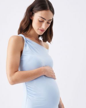 LUXE KNIT OFF SHOULDER DRESS BABY BLUE