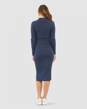 NELLA RIB NURSING KNIT DRESS DENIM MARLE