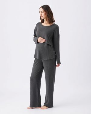 SUPER SOFT NURSING TOP CHARCOAL MARLE