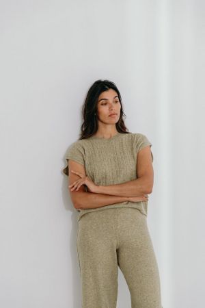 DONNA KNITWEAR PANTS 22 GREEN SAGE