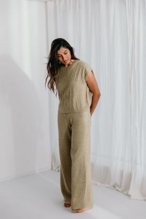 DONNA KNITWEAR PANTS 22 GREEN SAGE