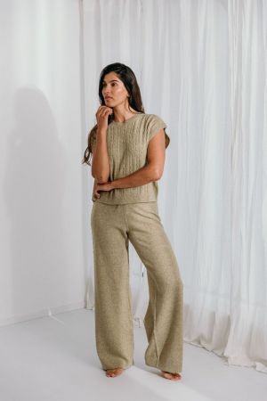 DONNA KNITWEAR PANTS 22 GREEN SAGE