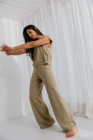 DONNA KNITWEAR PANTS 22 GREEN SAGE