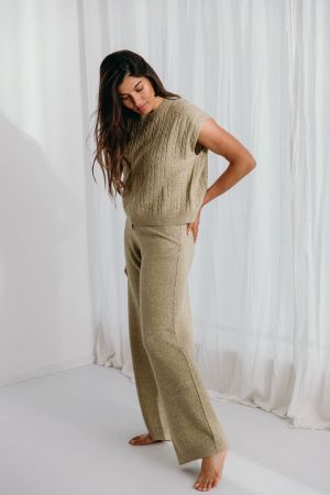 DONNA KNITWEAR PANTS 22 GREEN SAGE