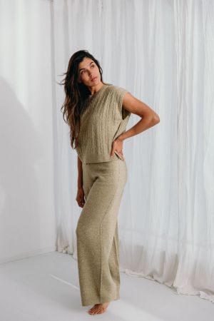 DONNA KNITWEAR PANTS 22 GREEN SAGE