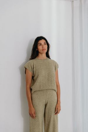 DONNA KNITWEAR PANTS 22 GREEN SAGE