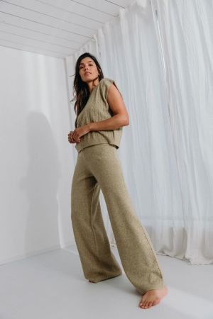 DONNA KNITWEAR PANTS 22 GREEN SAGE