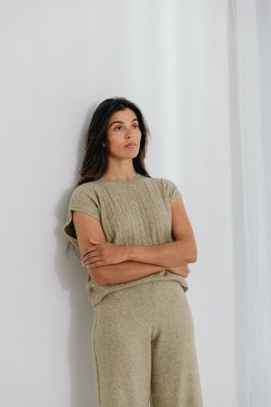 DONNA KNITWEAR PANTS 22 GREEN SAGE