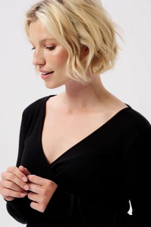 SARA NURSING RIB TOP LS 1060 P090 BLACK