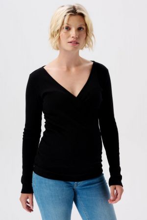SARA NURSING RIB TOP LS 1060 P090 BLACK