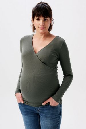 SARA NURSING RIB TOP LS 9535 P627 OLIVE