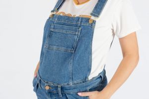 CHARLIE DUNGAREE TOP MID BLUE