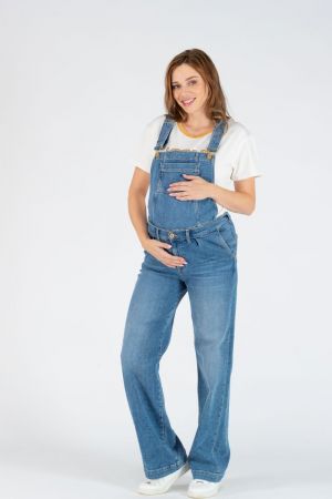 CHARLIE DUNGAREE TOP MID BLUE