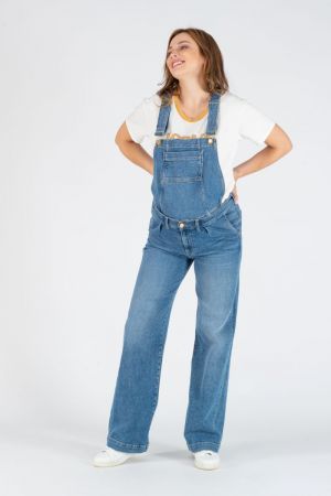 CHARLIE DUNGAREE TOP MID BLUE