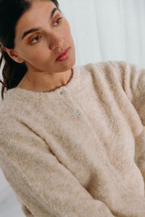 DRE BOUCLE KNIT CARDIGAN 02 LATTE