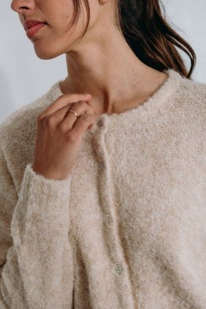 DRE BOUCLE KNIT CARDIGAN 02 LATTE