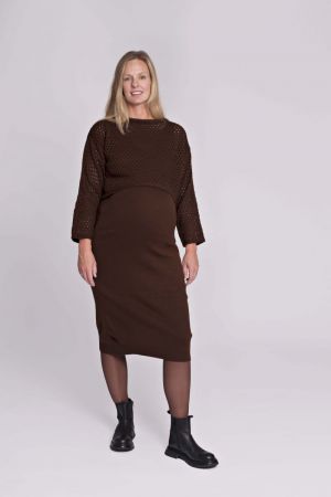 DRESS TWINSET+CROPPED SWEATER 8000 BROWN