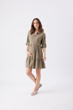 ADEL LINEN DRESS OLIVE