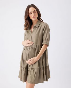 ADEL LINEN DRESS OLIVE
