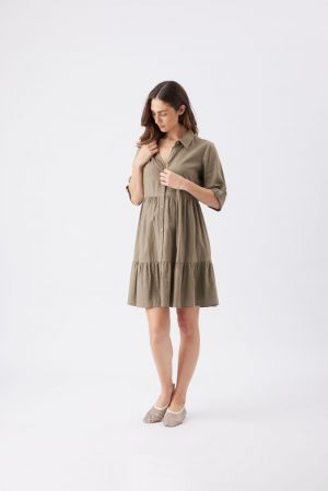 ADEL LINEN DRESS OLIVE