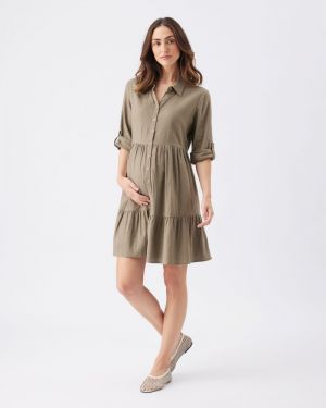 ADEL LINEN DRESS OLIVE