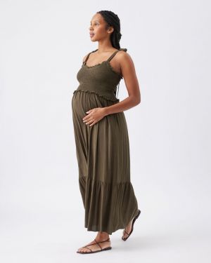 BRANDI SHIRRED DRESS KHAKI