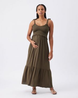 BRANDI SHIRRED DRESS KHAKI