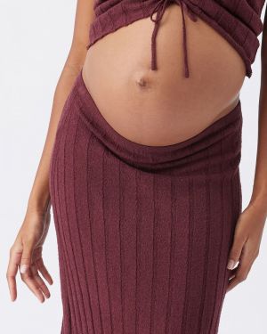 CHARLI RIB KNIT SKIRT MAROON
