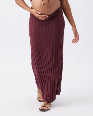 CHARLI RIB KNIT SKIRT MAROON