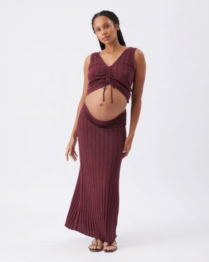 CHARLI RIB KNIT SKIRT MAROON