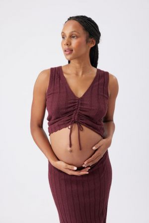 CHARLI RIB KNIT SKIRT MAROON