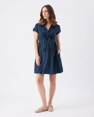 COLETTE TIE UP LINEN DRESS BIRO