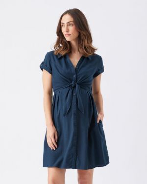 COLETTE TIE UP LINEN DRESS BIRO