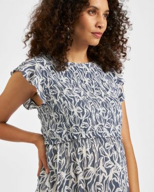 EDIE NURSING DRESS WASHED INDIGO/W